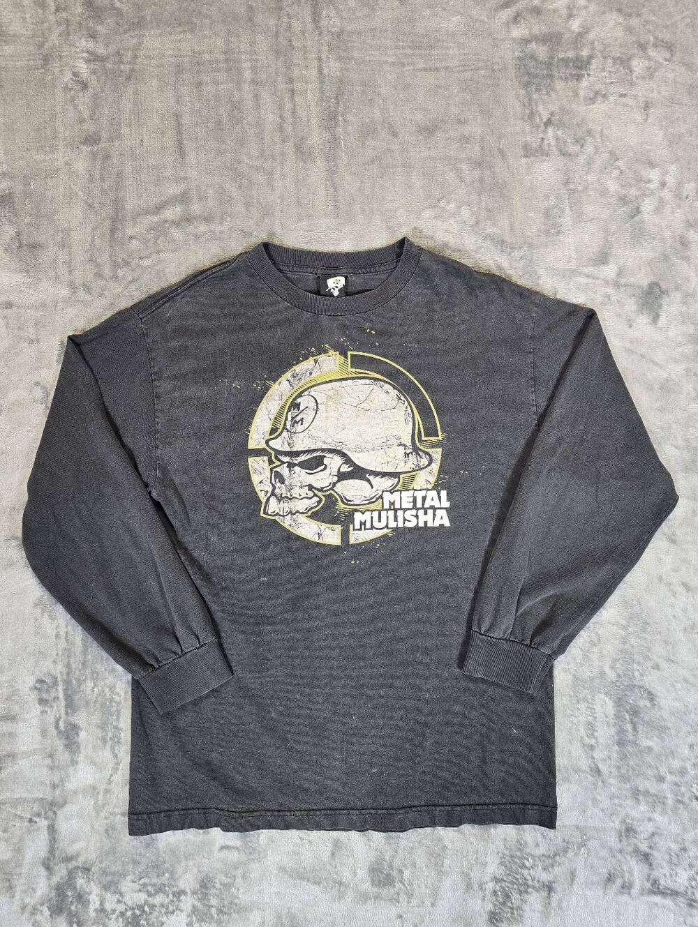 Vintage Thrashed Metal Mulisha Long Sleeve Shirt Size Medium Gray
